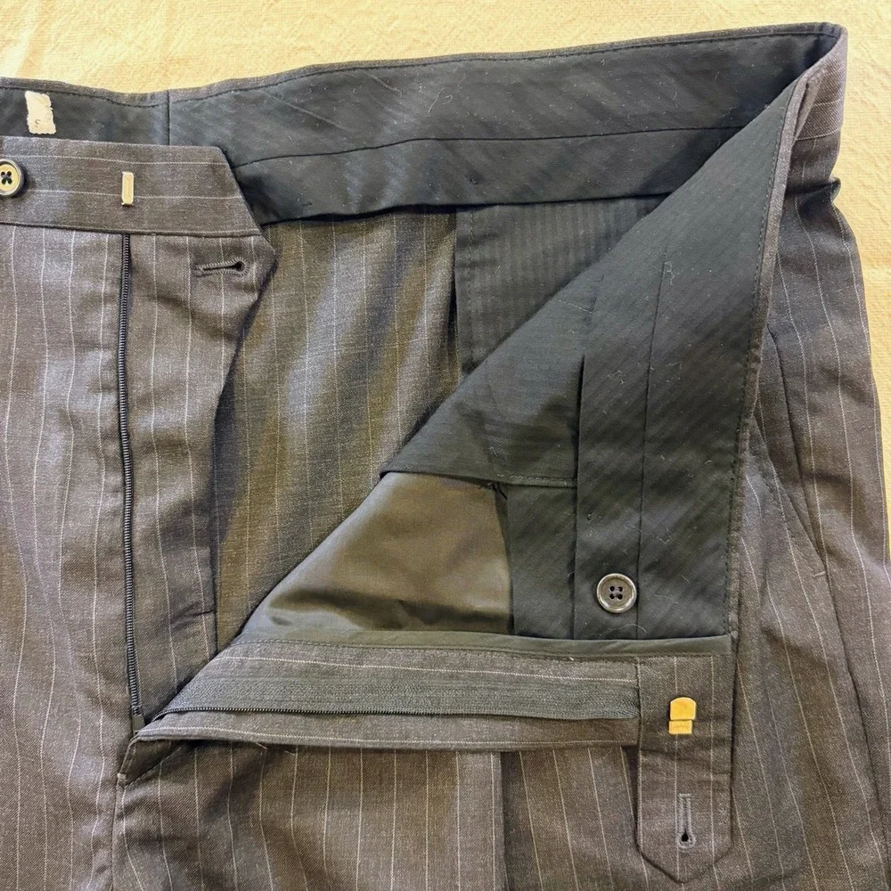 Brooks Brothers 1818 Madison Wool Dress Pants Mens 42x39 Pleated Pinstripe Italy